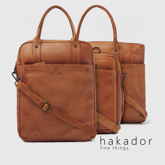 Leder-Rucksack und Leder-Aktentasche