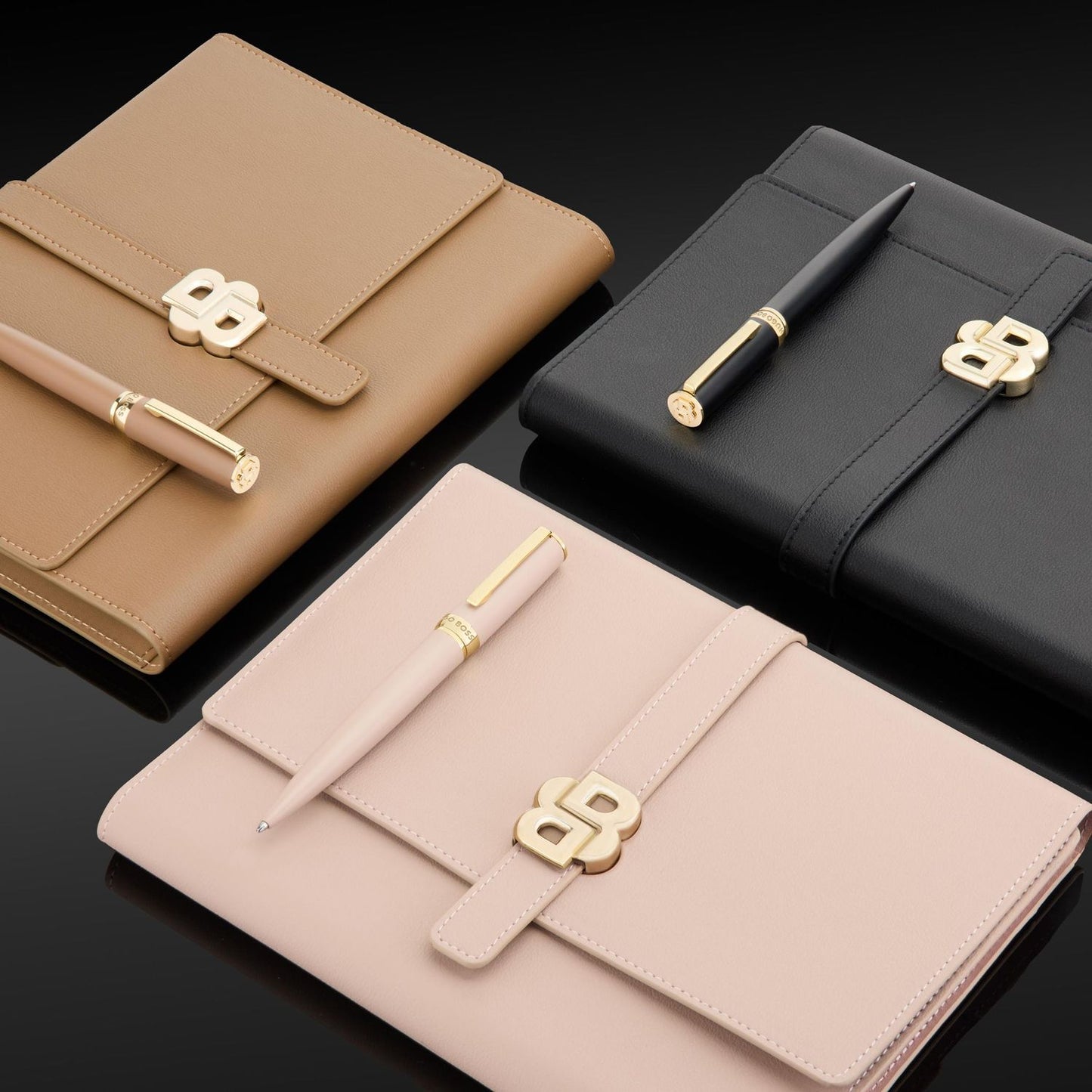 Hugo Boss A5 Schreibmappe Double B Black & Gold