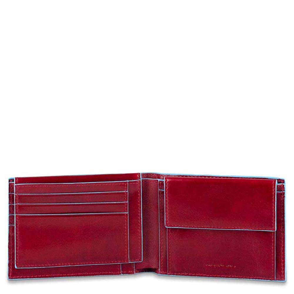Piquadro Geldbörse PU1392B2R Blue Square Red | Echtes Leder