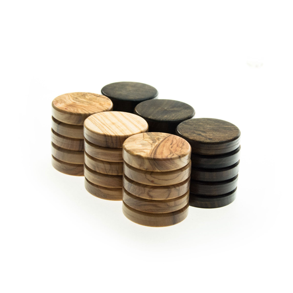 Manopoulos Backgammon-Steine aus Olivenholz in Braun und Natur, SKU PB1BRO