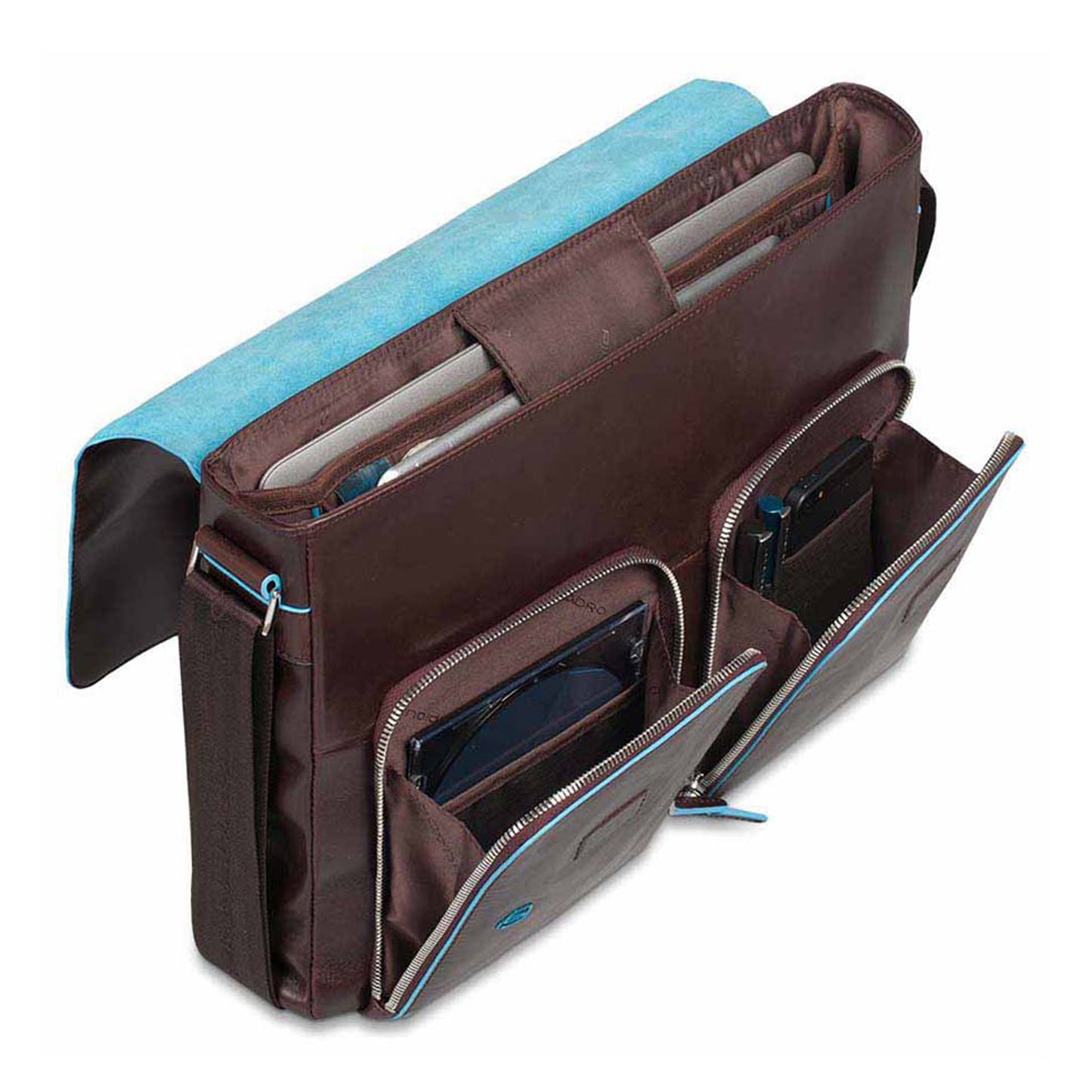 Piquadro Messenger Bag CA3337B2 Blue Square Mahagoni | Echtes Leder