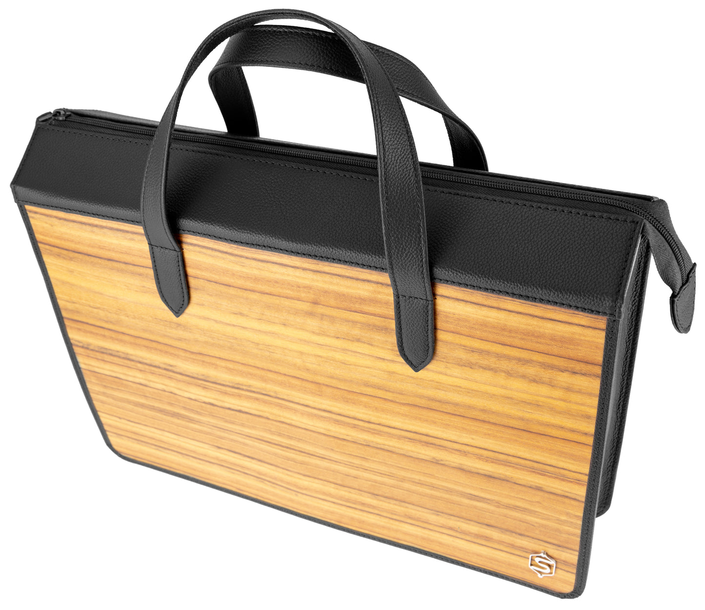 Sebastian Sturm Umhängetasche JAMES | Echtes Holz Amazaque und schwarzes Leder