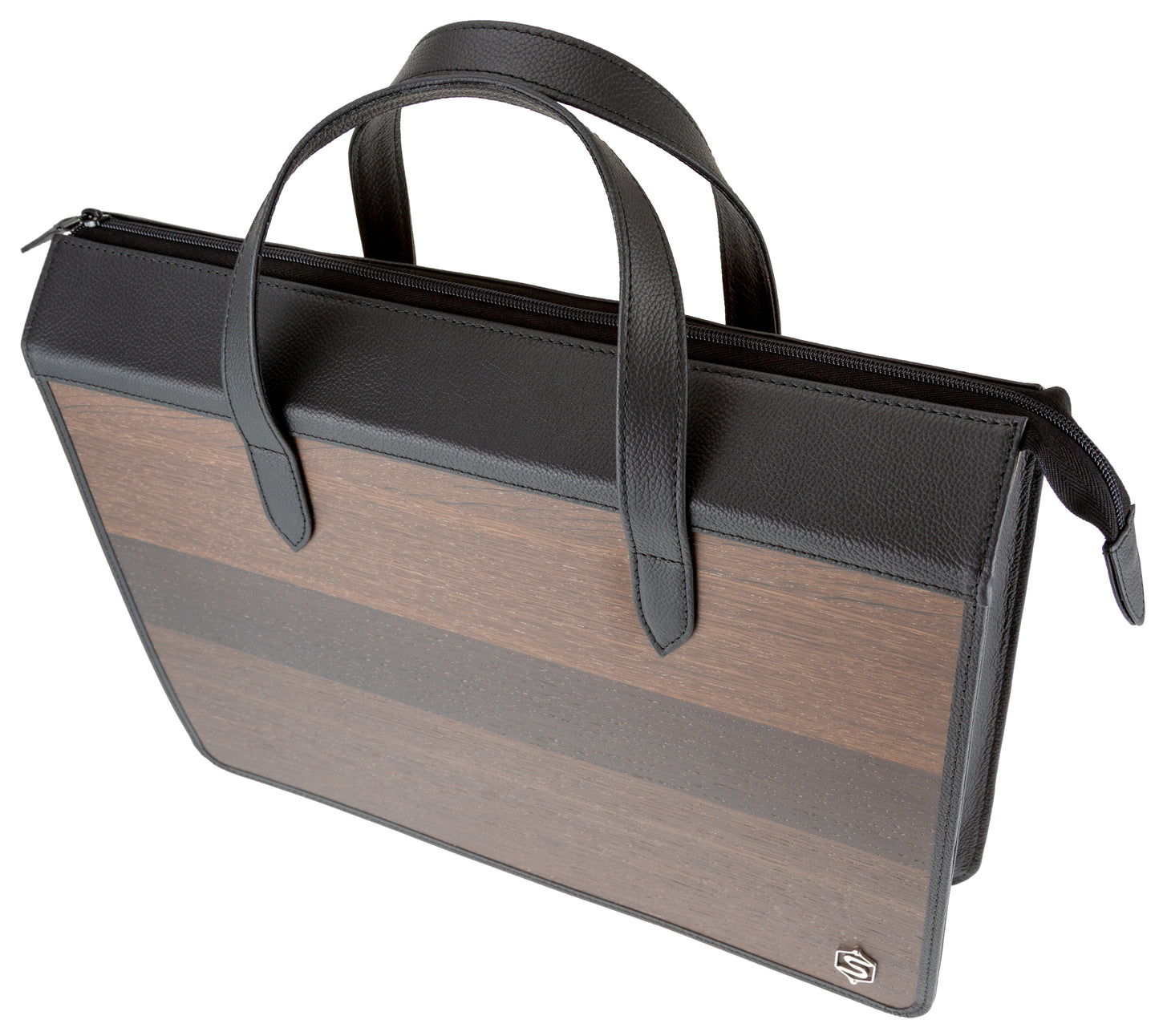 Sebastian Sturm Umhängetasche JAMES | Echtes Holz Räuchereiche und schwarzes Leder