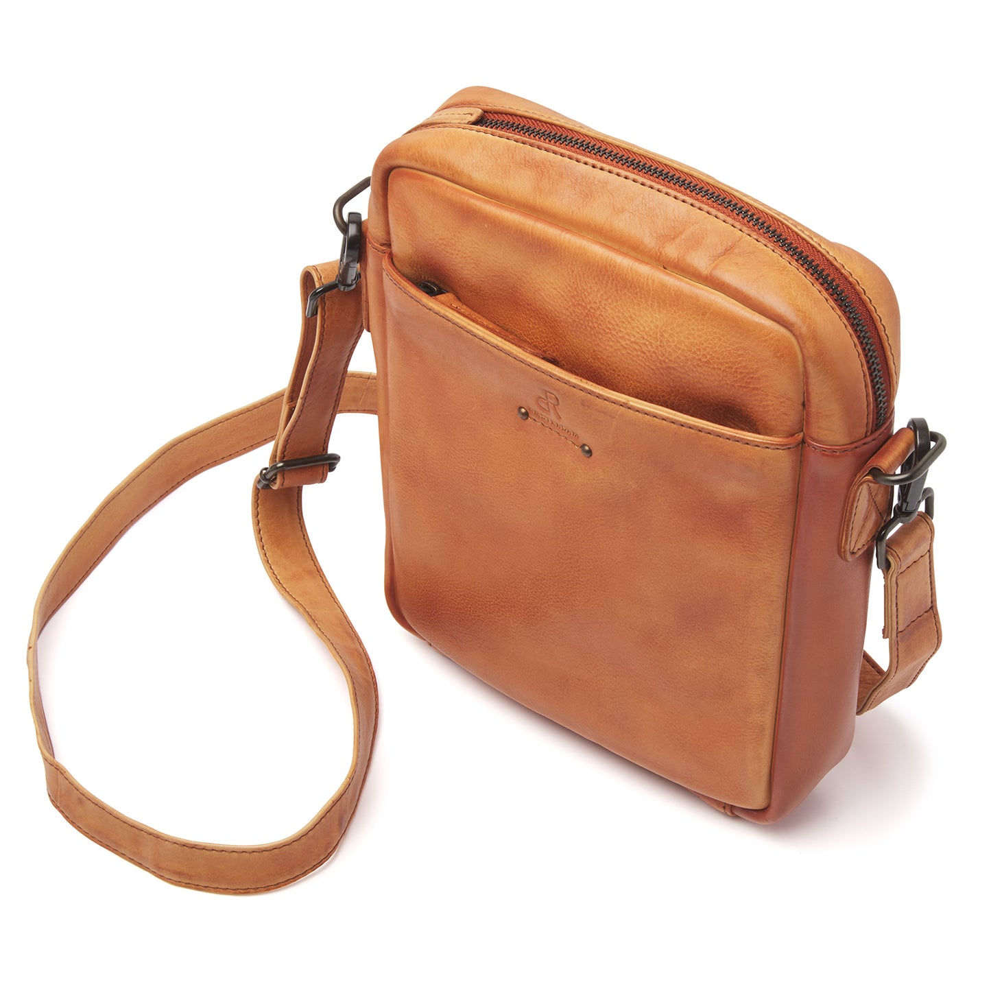 dR Amsterdam Schultertasche TAMPA Camel 933575 | Echtes Leder