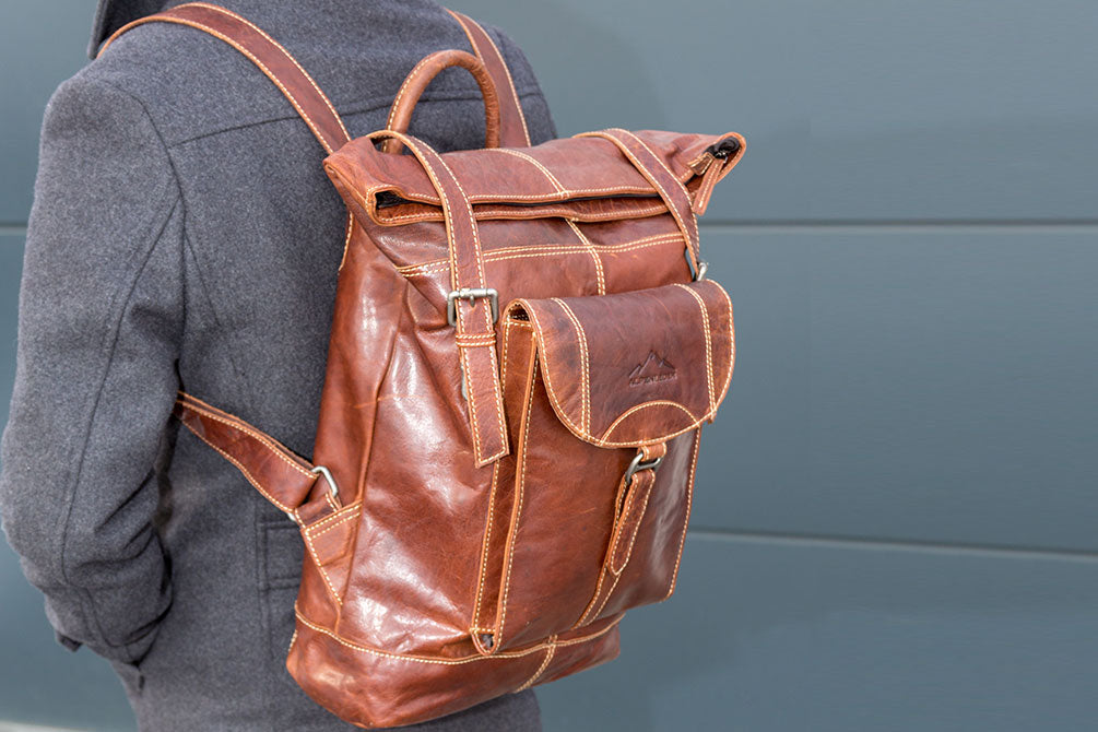 Alpenleder Rucksack MOUTAINSIDE | Echtes Büffel-Leder