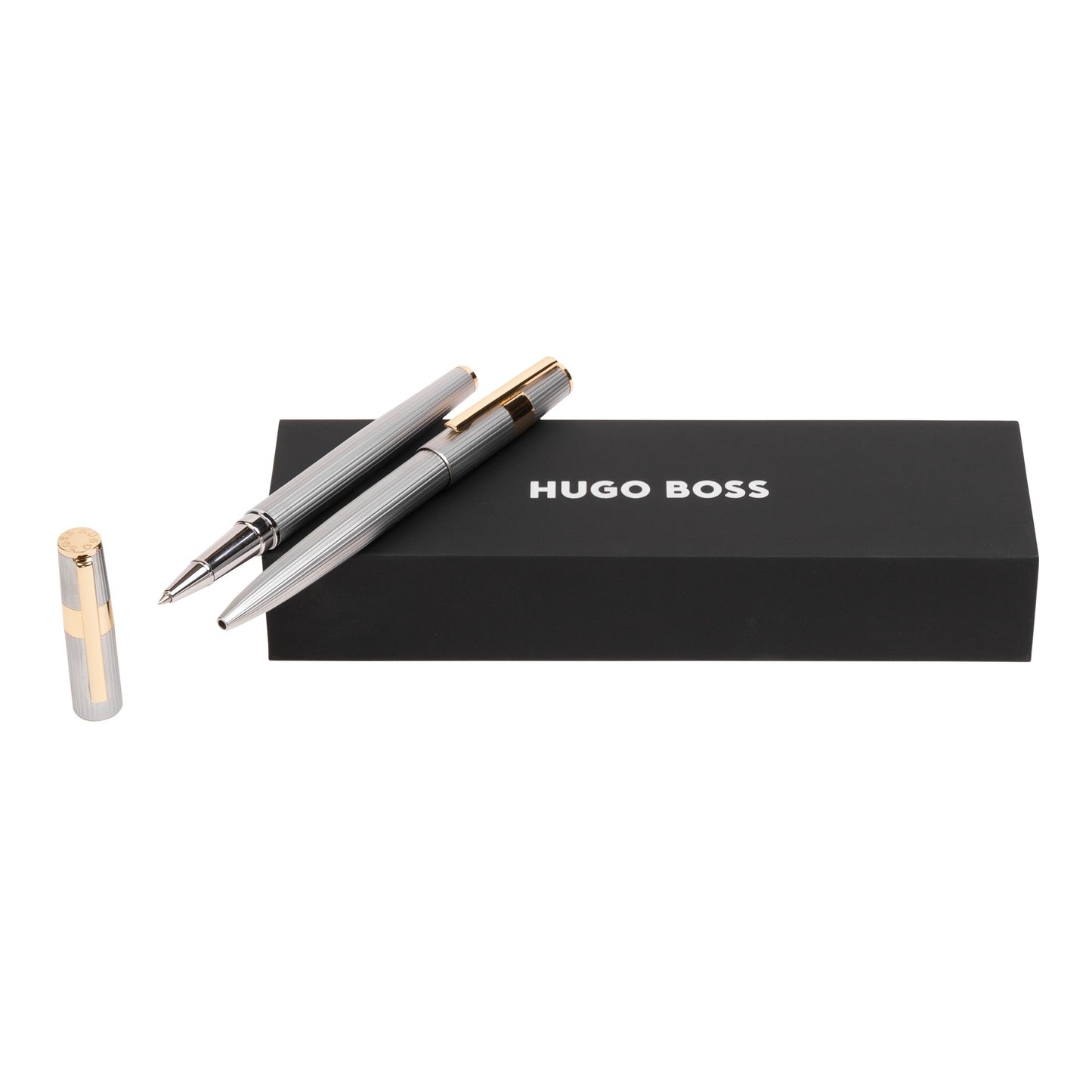 Hugo Boss Stifteset GEAR PINSTRIPE Silver / Gold | Tintenroller und Füllfederhalter