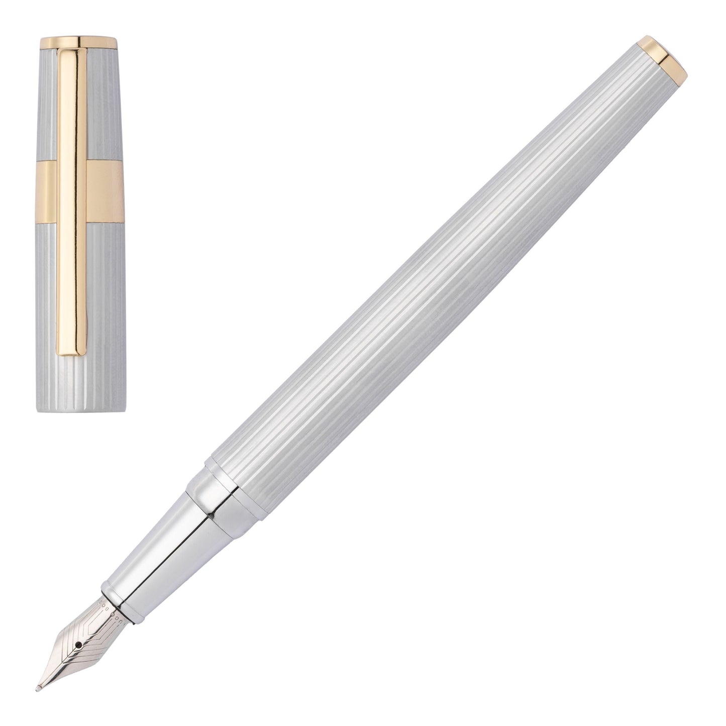 Hugo Boss Stifteset GEAR PINSTRIPE Silver / Gold | Tintenroller und Füllfederhalter