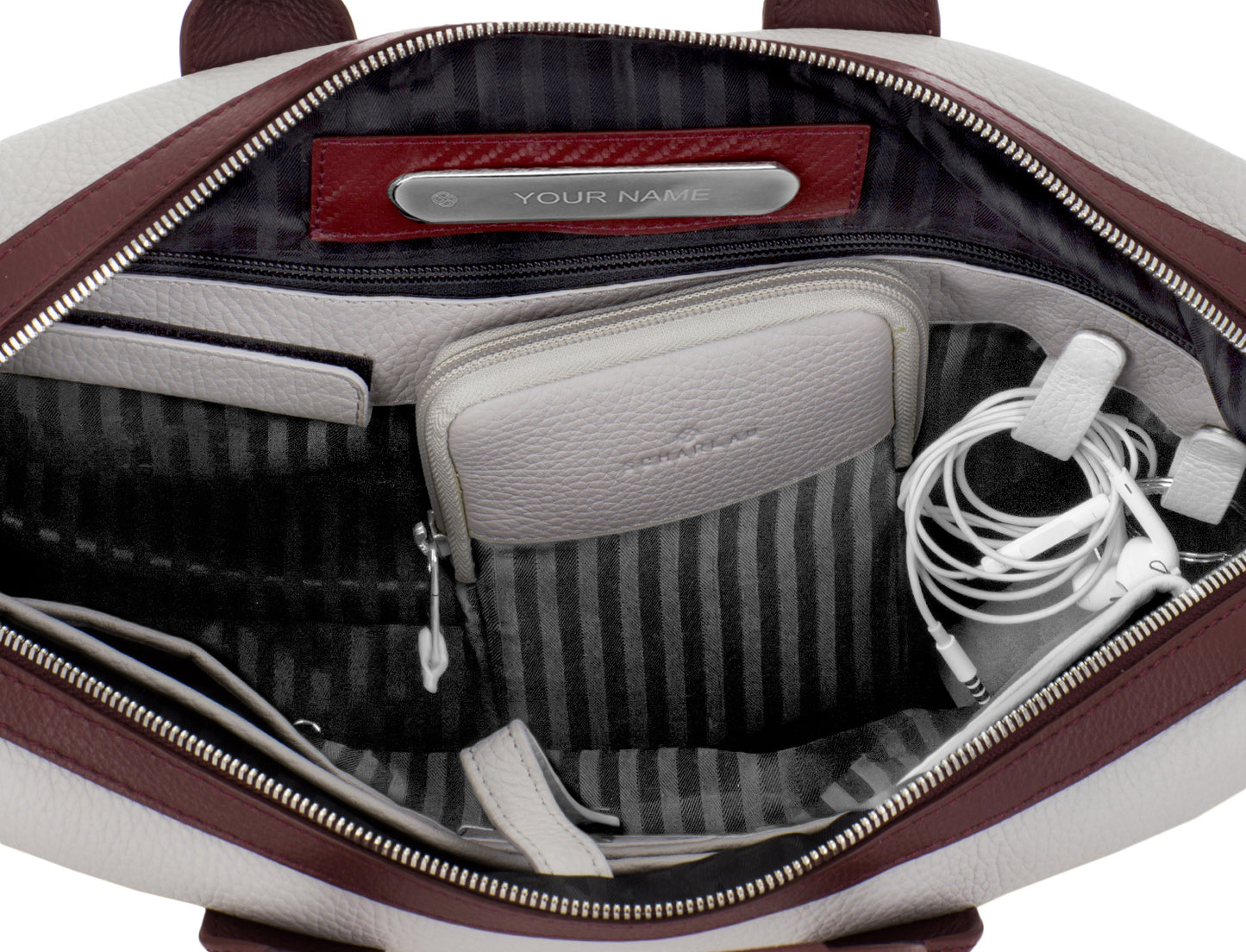 Scharlau Aktentasche MAHLER Burgundy - Off-white | Echtes Leder