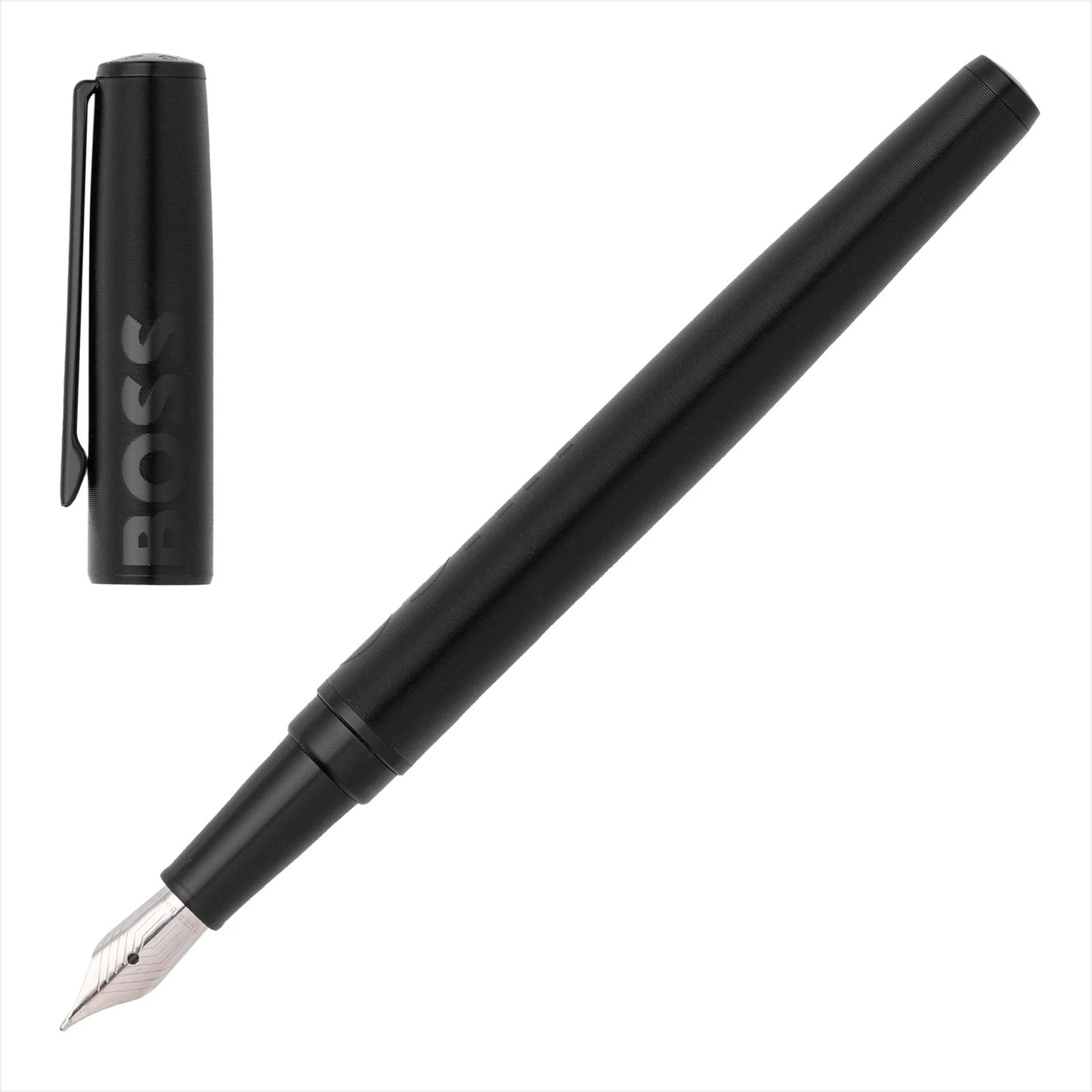 Hugo Boss Schreibset LABEL Black | Füllfederhalter und Konferenzmappe A4