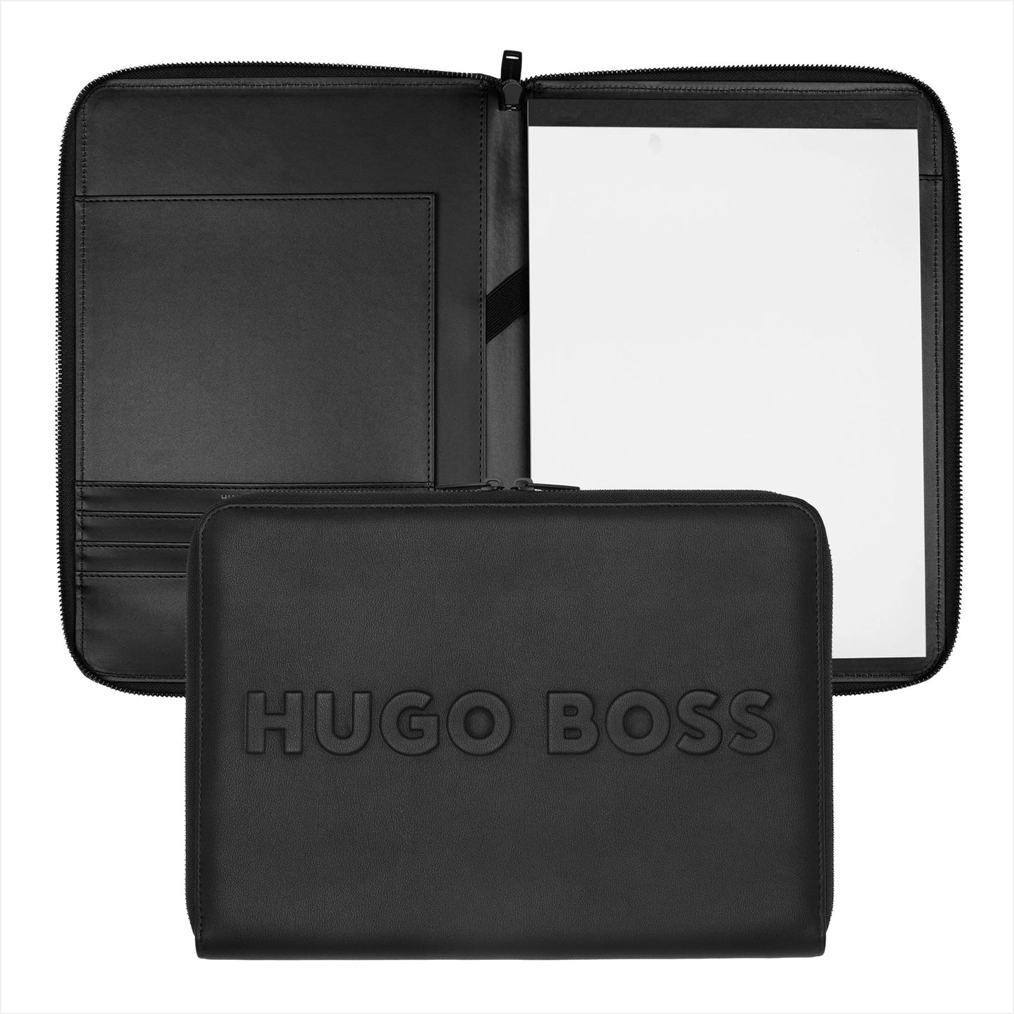 Hugo Boss Schreibset LABEL Black | Füllfederhalter und Konferenzmappe A4