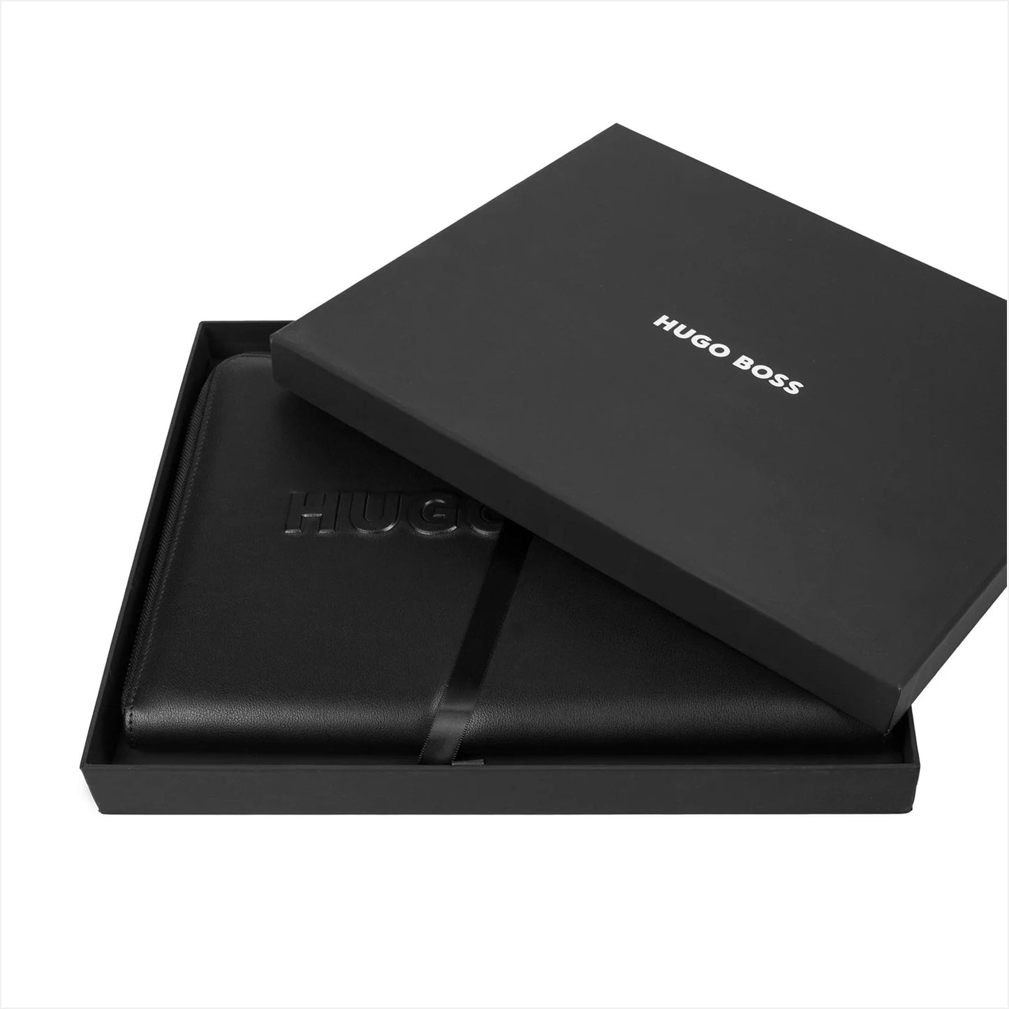 Hugo Boss Schreibset LABEL Black | Füllfederhalter und Konferenzmappe A4