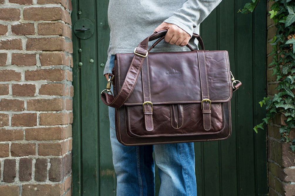 Alpenleder Aktentasche OHIO Brandy | Echtes Büffel-Leder