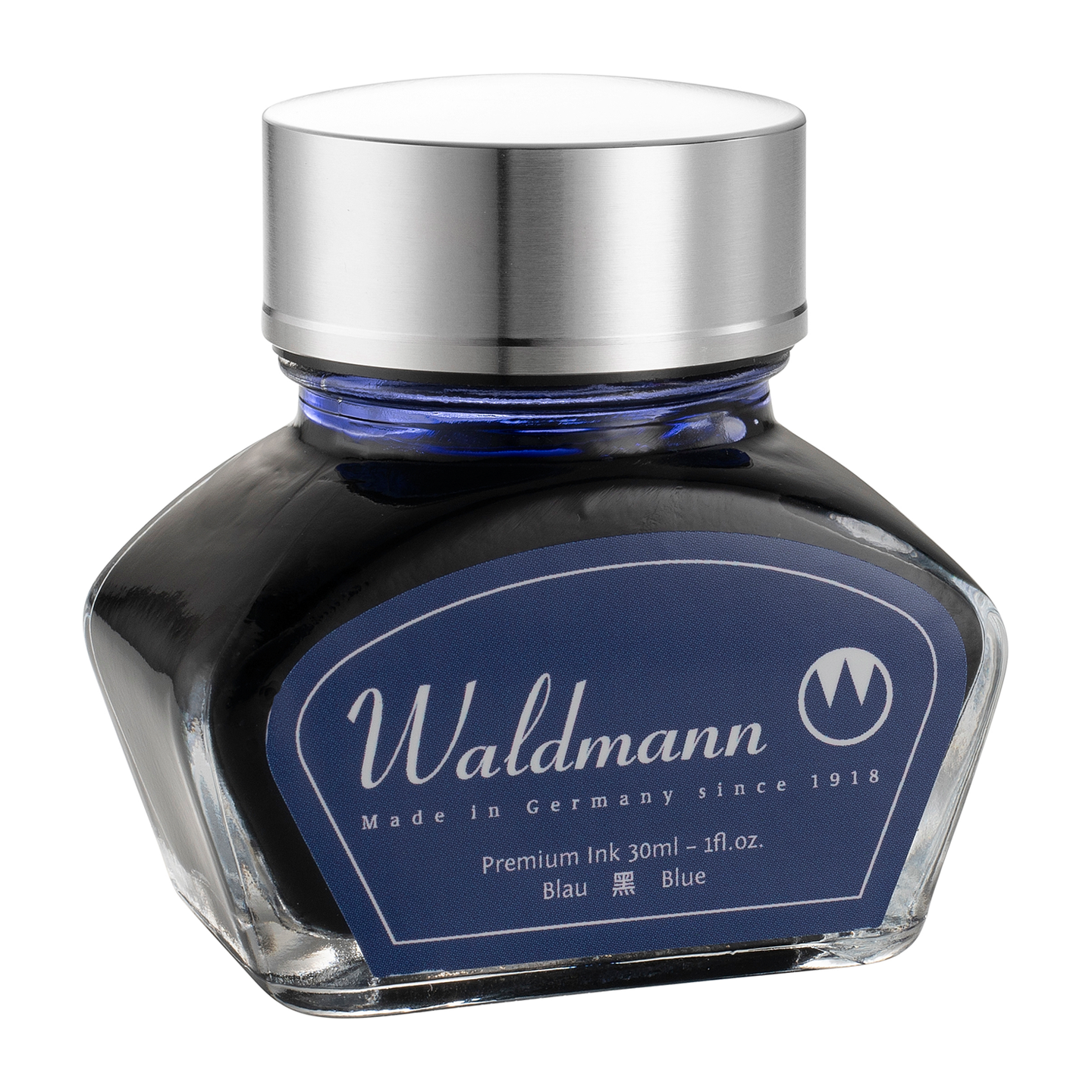 Waldmann Tintenglas Blau 30 ml Metalldeckel