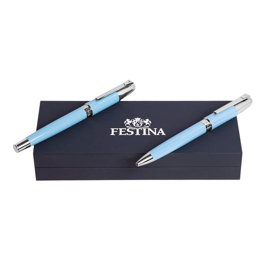 Festina Set Classicals Chrome Light Blue (kugelschreiber & füllfederhalter)