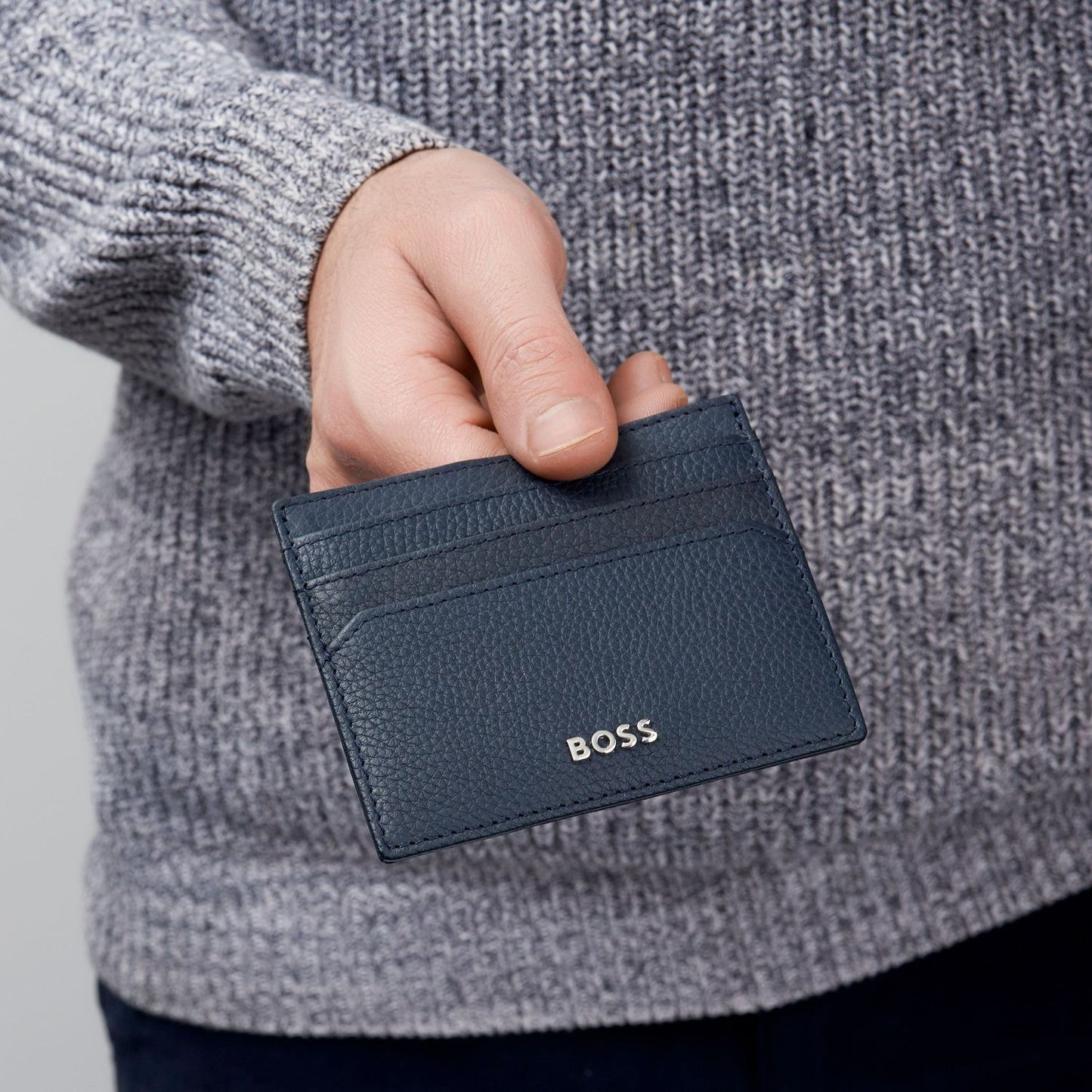 Hugo Boss Kartenhalter Classic Grained Navy