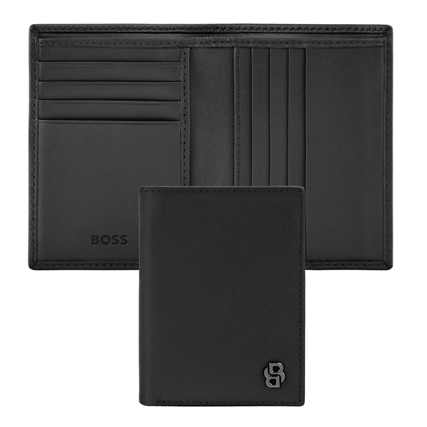 Hugo Boss Doppelkartenhalter Double B Saffiano Black