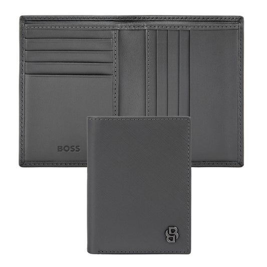 Hugo Boss Doppelkartenhalter Double B Saffiano Grey