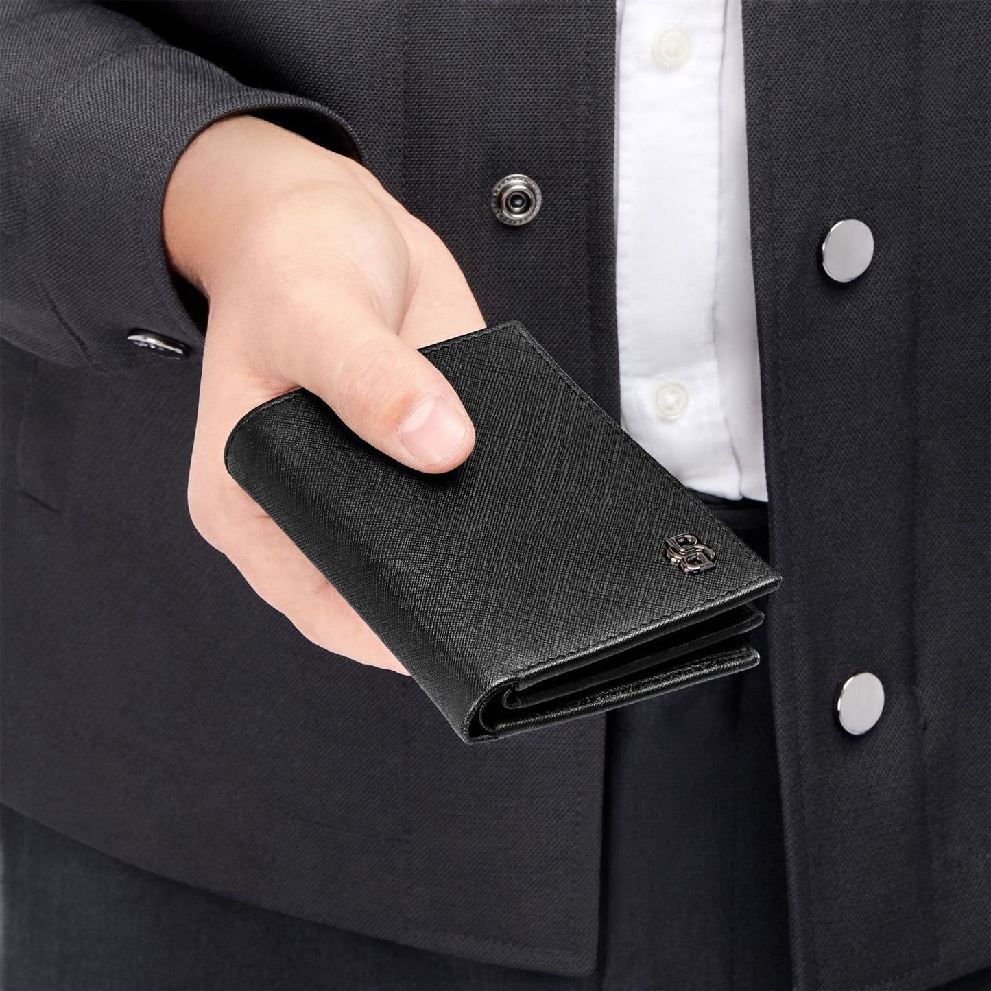Hugo Boss Kartenetui mit Umschlag Double B Saffiano Black