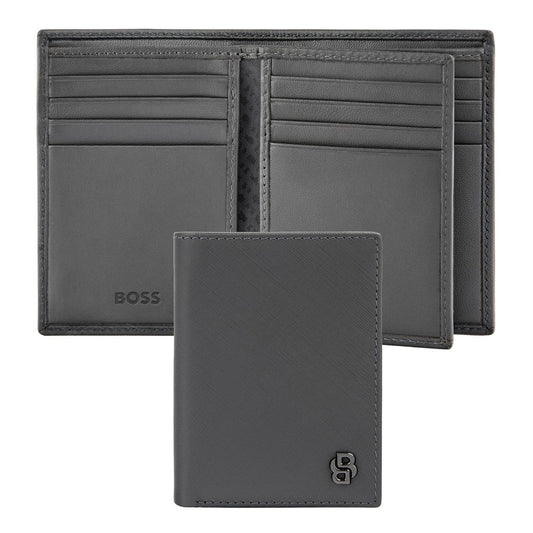 Hugo Boss Kartenetui mit Umschlag Double B Saffiano Grey