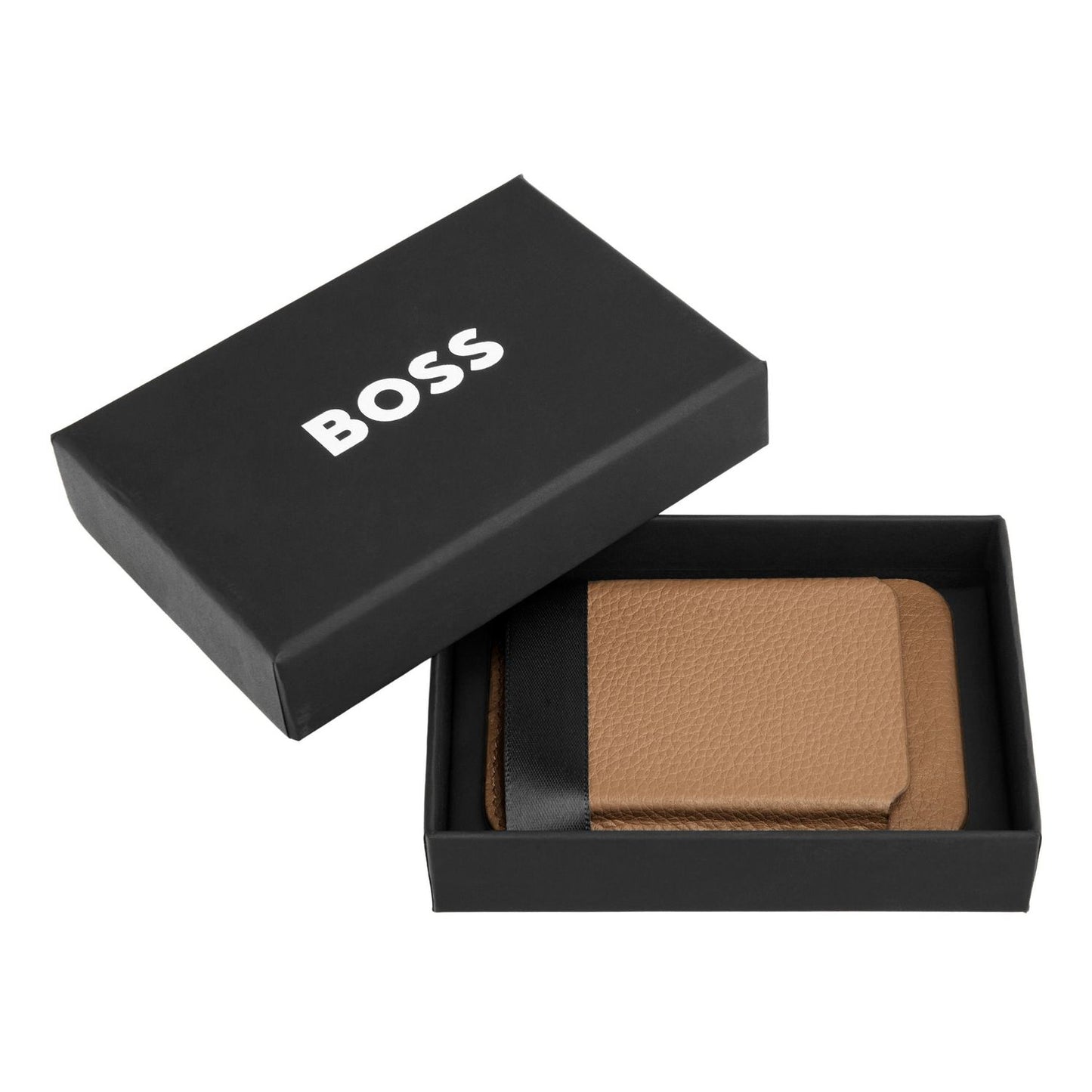 Hugo Boss Card holder with Magnet Mobile Classic Grained Camel