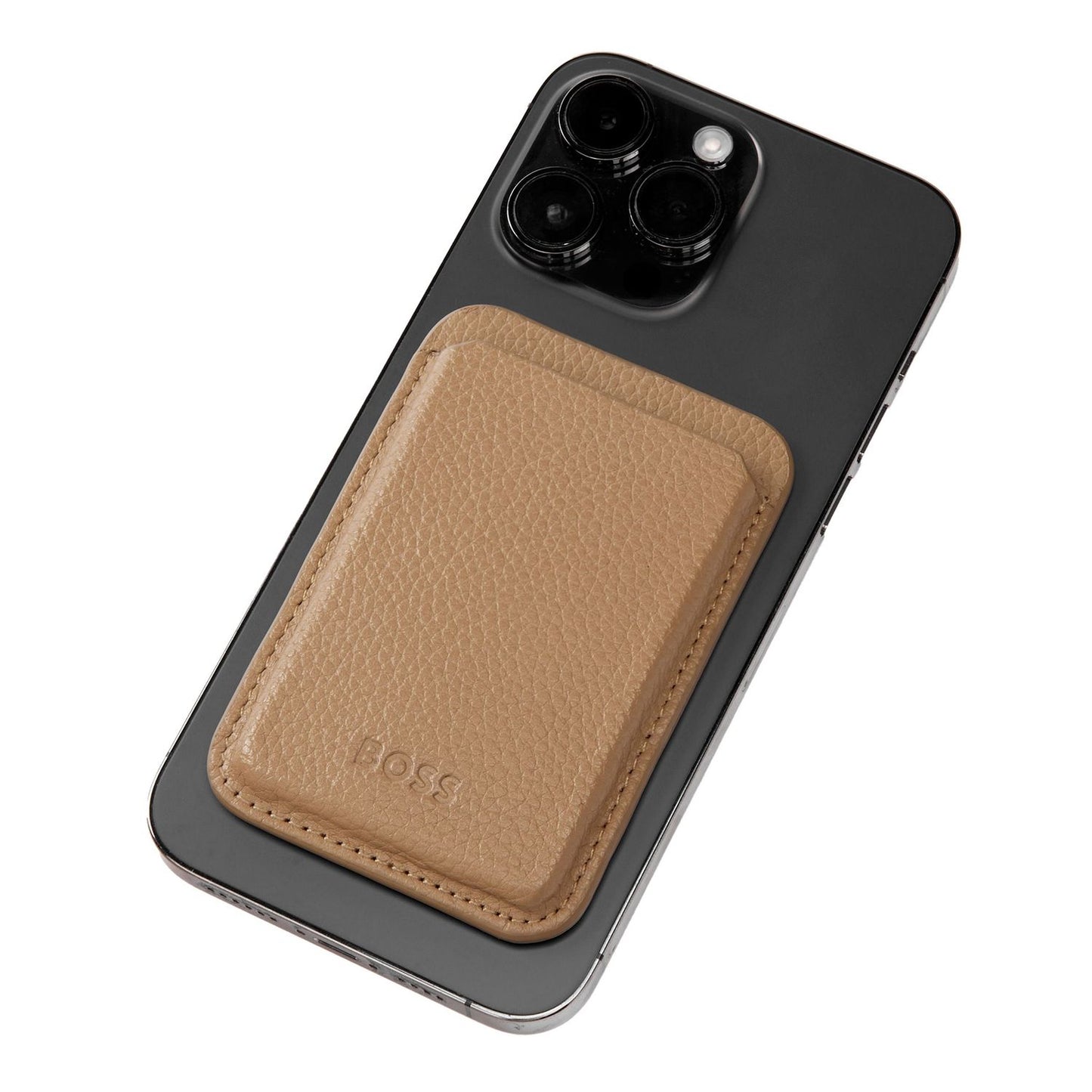 Hugo Boss Card holder with Magnet Mobile Classic Grained Camel