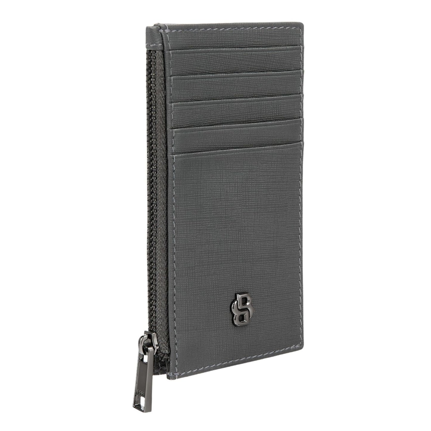 Hugo Boss Kartenhalter zip Double B Saffiano Grey