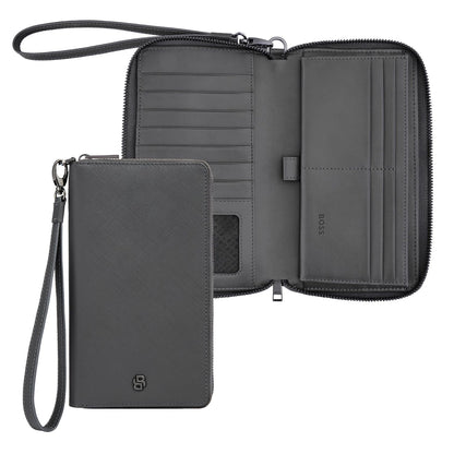 Hugo Boss Brieftasche Double B Saffiano Grey