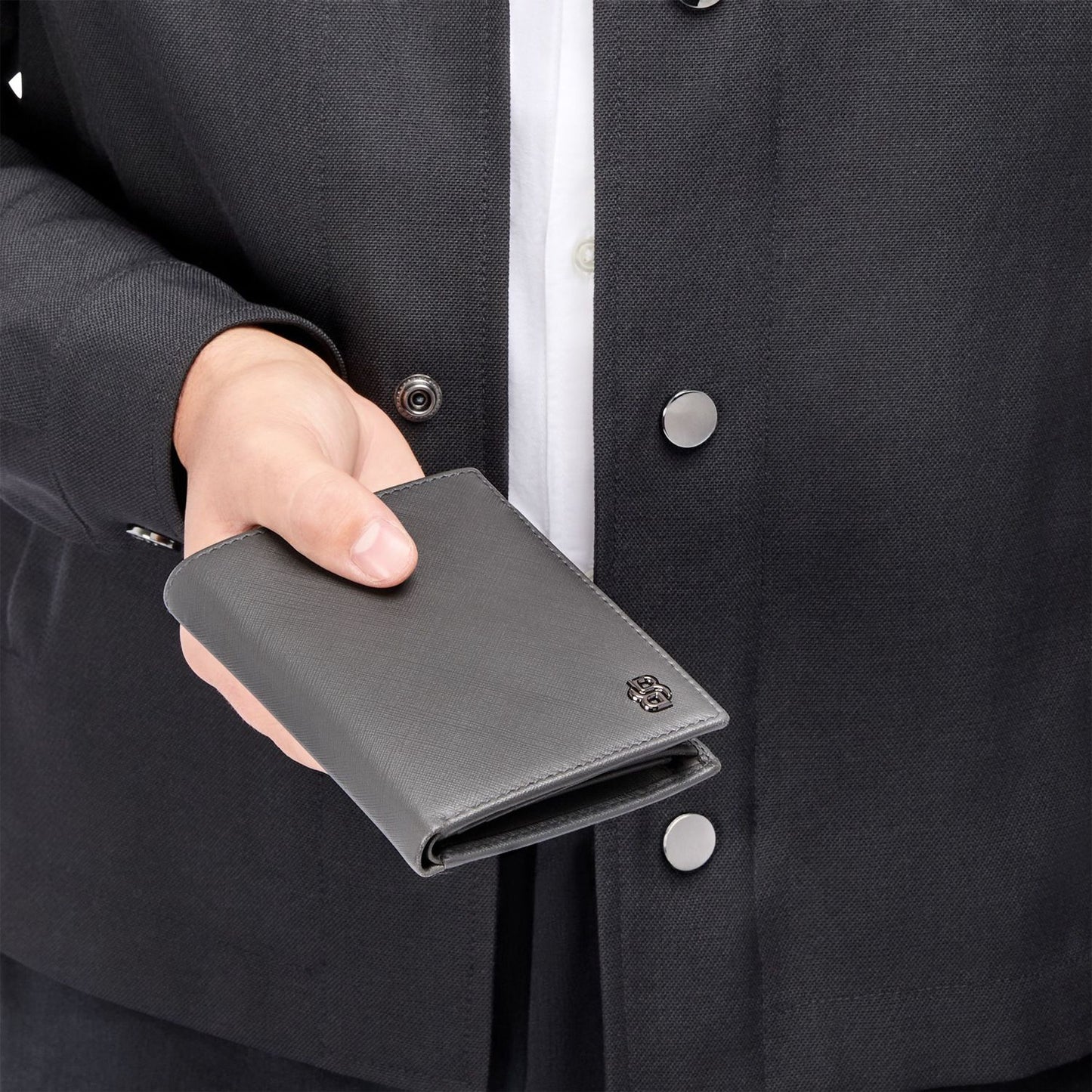 Hugo Boss Brieftasche & geldbörse mit Klappe Double B Saffiano Grey