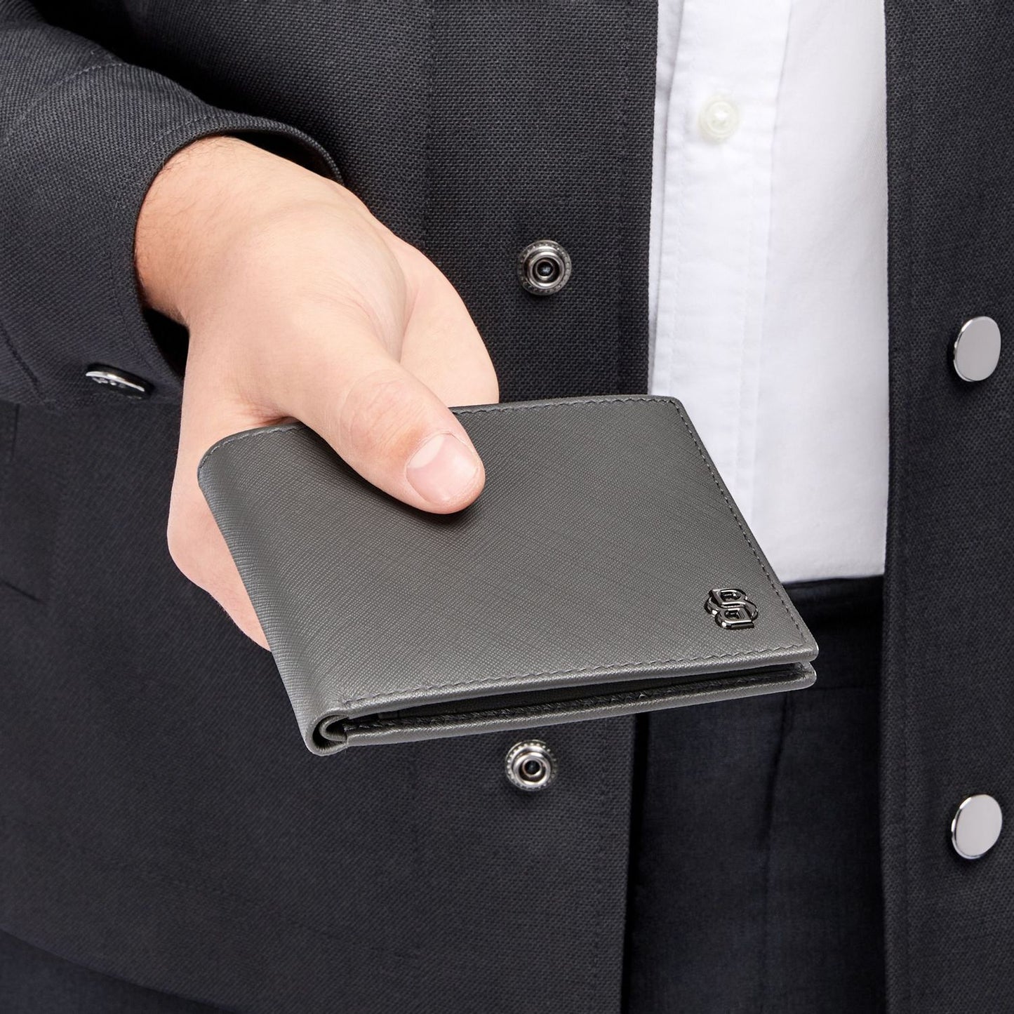 Hugo Boss Brieftasche Double B Saffiano Grey