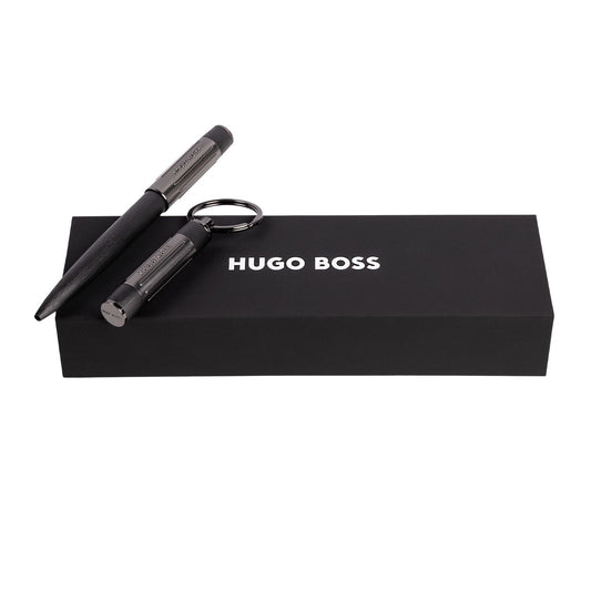 Hugo Boss Set Gear Ribs Black (kugelschreiber & schlüsselring)
