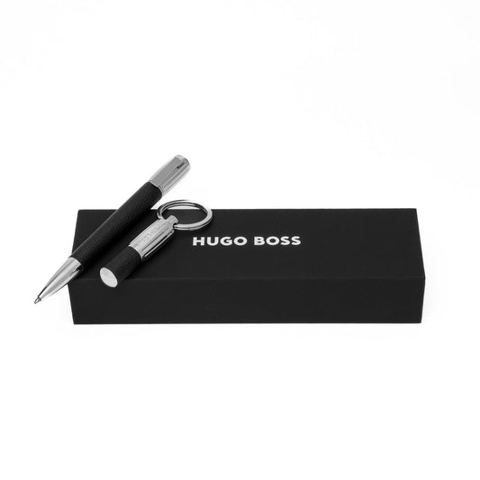 Hugo Boss Set Iconic Pebbled Black (kugelschreiber & schlüsselring)
