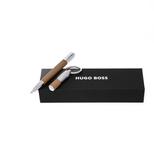 Hugo Boss Set Iconic Pebbled Camel (kugelschreiber & schlüsselring)