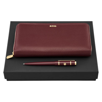 Hugo Boss Set HUGO BOSS Burgundy (kugelschreiber & brieftasche)