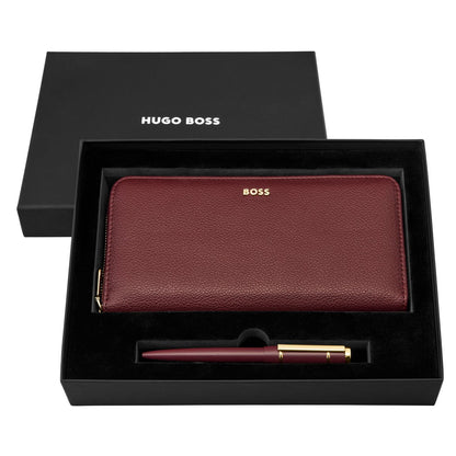 Hugo Boss Set HUGO BOSS Burgundy (kugelschreiber & brieftasche)