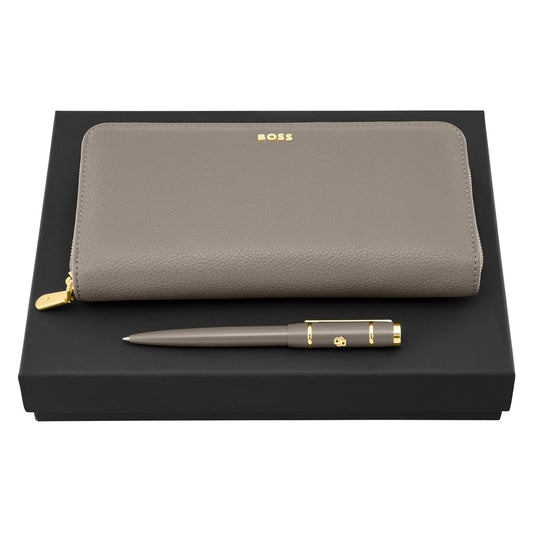 Hugo Boss Set HUGO BOSS Taupe (kugelschreiber & brieftasche)