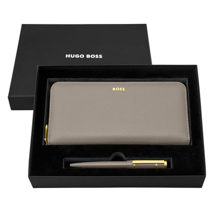 Hugo Boss Set HUGO BOSS Taupe (kugelschreiber & brieftasche)