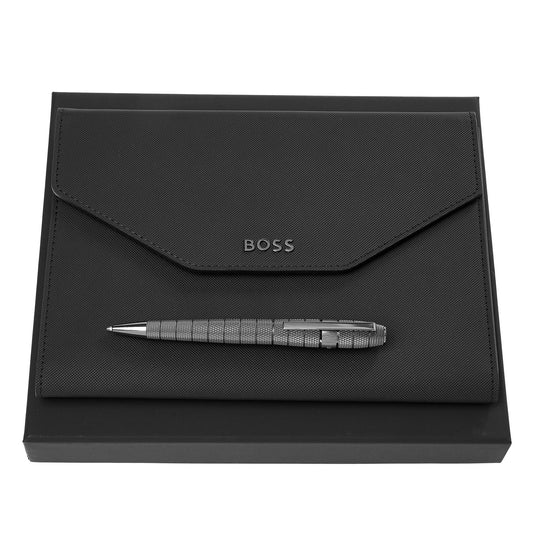 Hugo Boss Set HUGO BOSS (Kugelschreiber & A5 Schreibmappe)