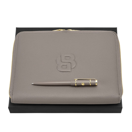 Hugo Boss Set HUGO BOSS Taupe (kugelschreiber & A5 konferenzmappe)