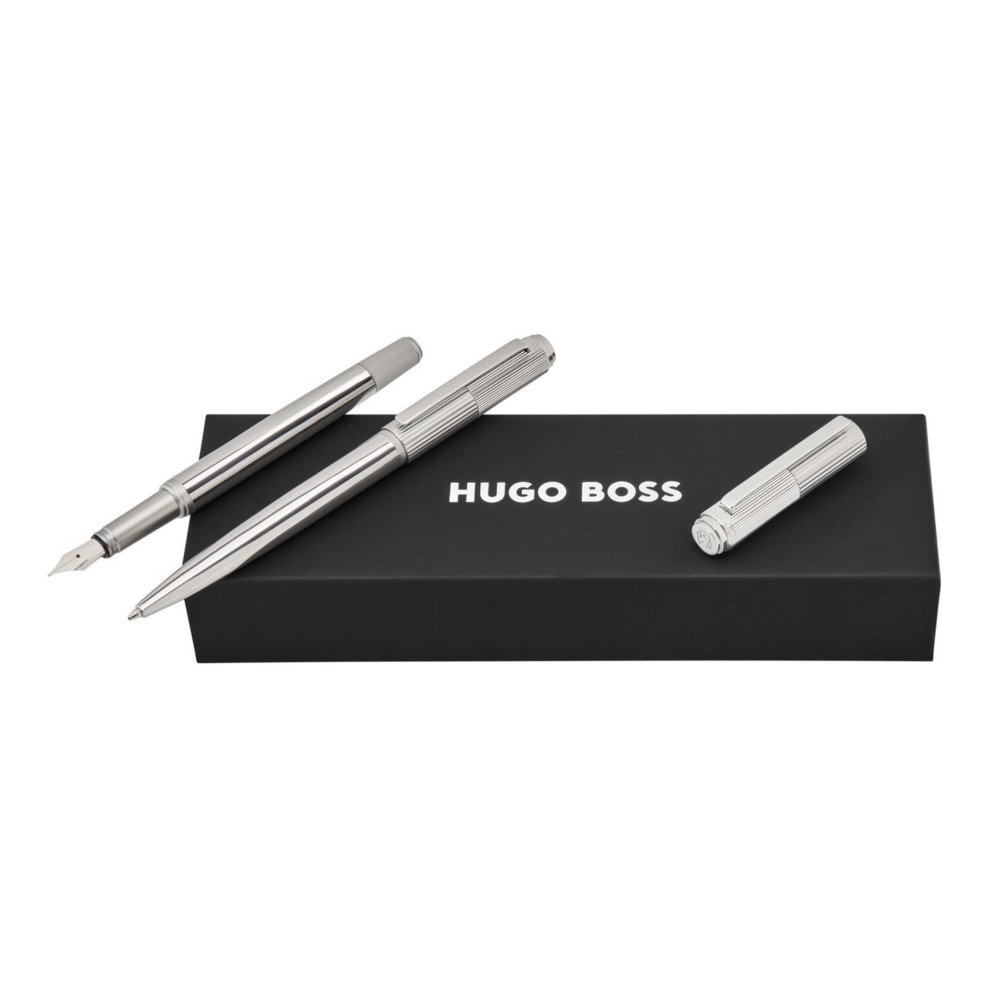 Hugo Boss Set Striade Chrome (kugelschreiber & füllfederhalter)