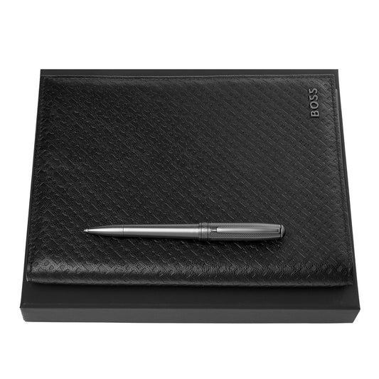 Hugo Boss Set HUGO BOSS (Kugelschreiber & A5 Schreibmappe)