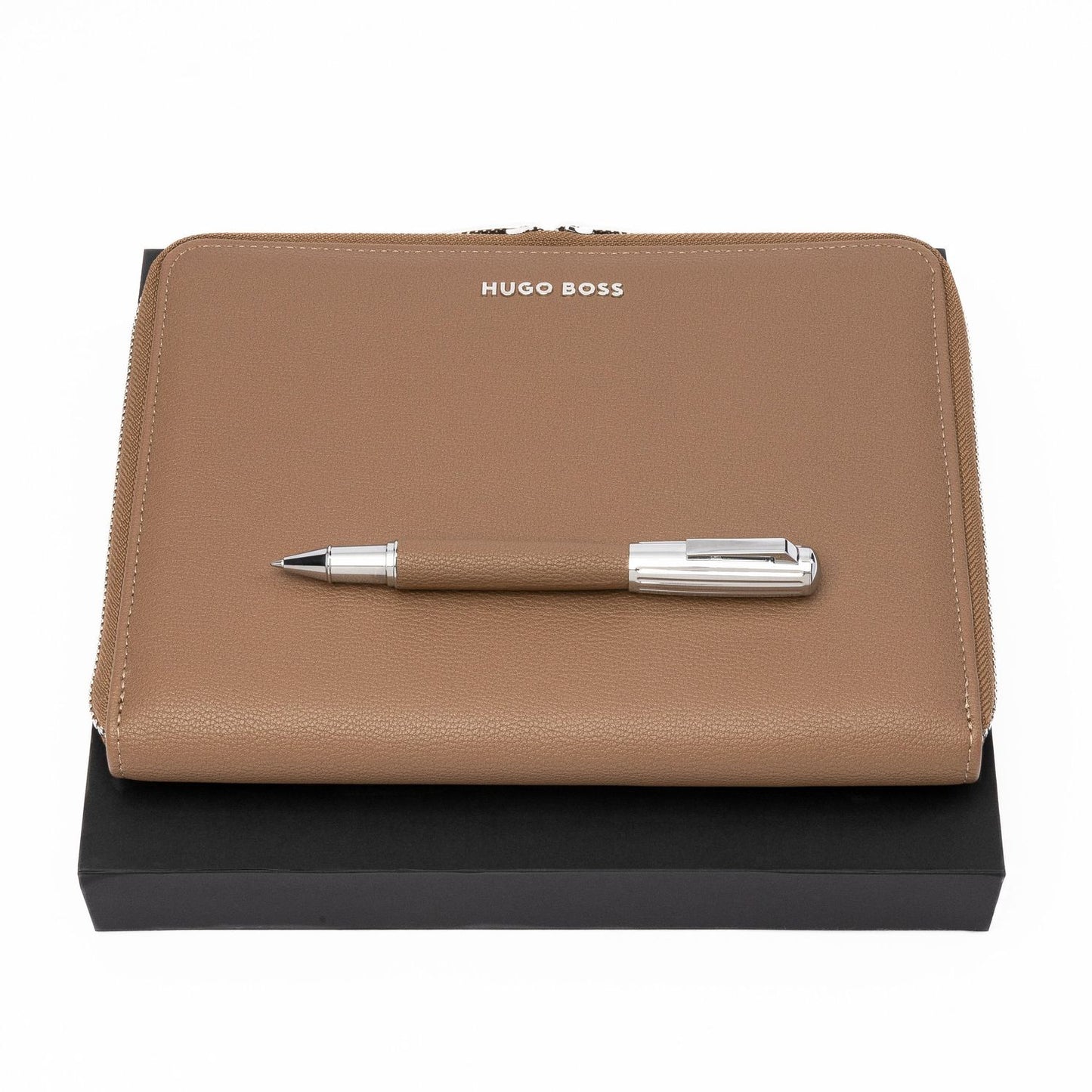 Hugo Boss Set Iconic Pebbled Camel (Tintenroller & A5 Konferenzmappe)