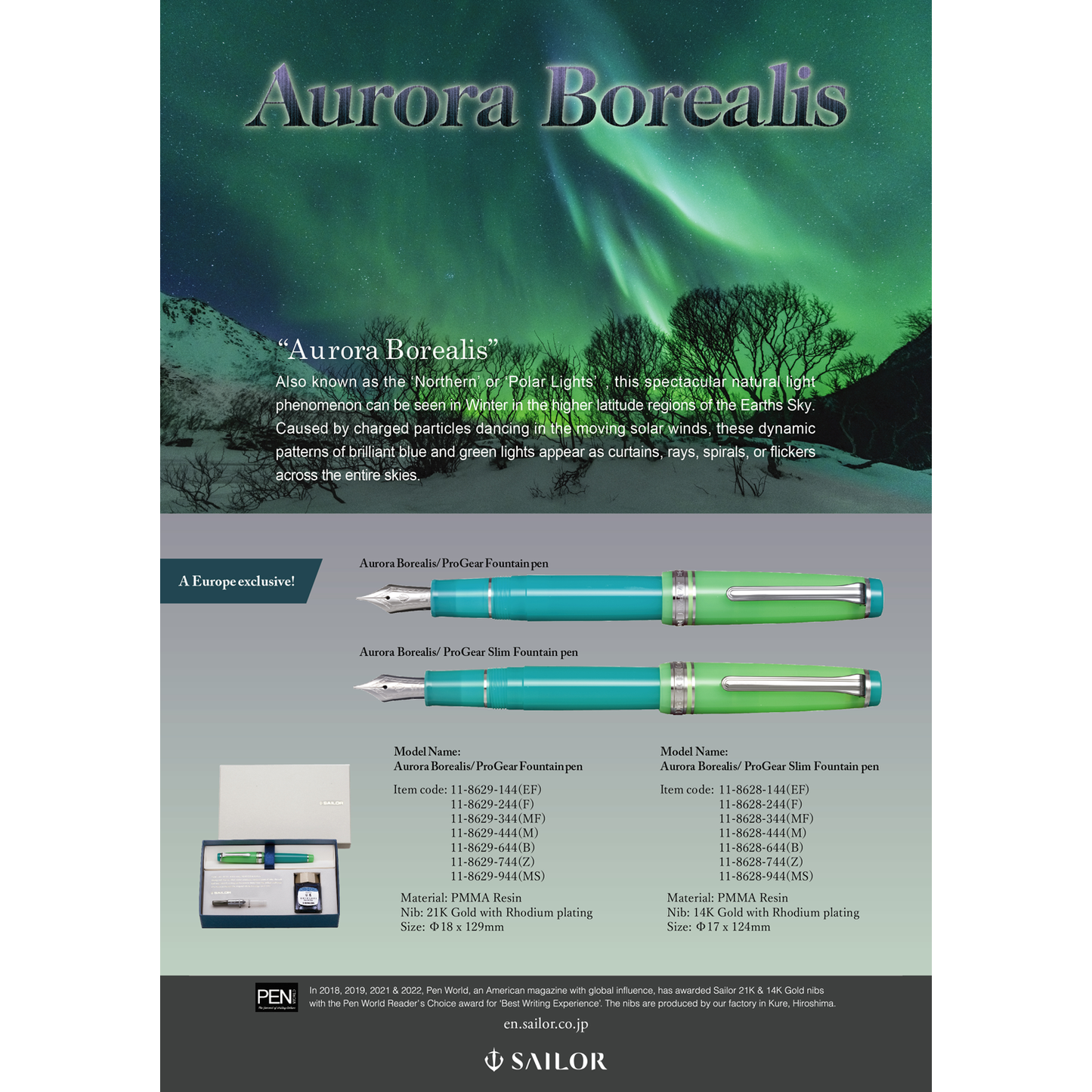 Sailor Füllfederhalter Professional Gear AURORA BOREALIS Limitierte Edition