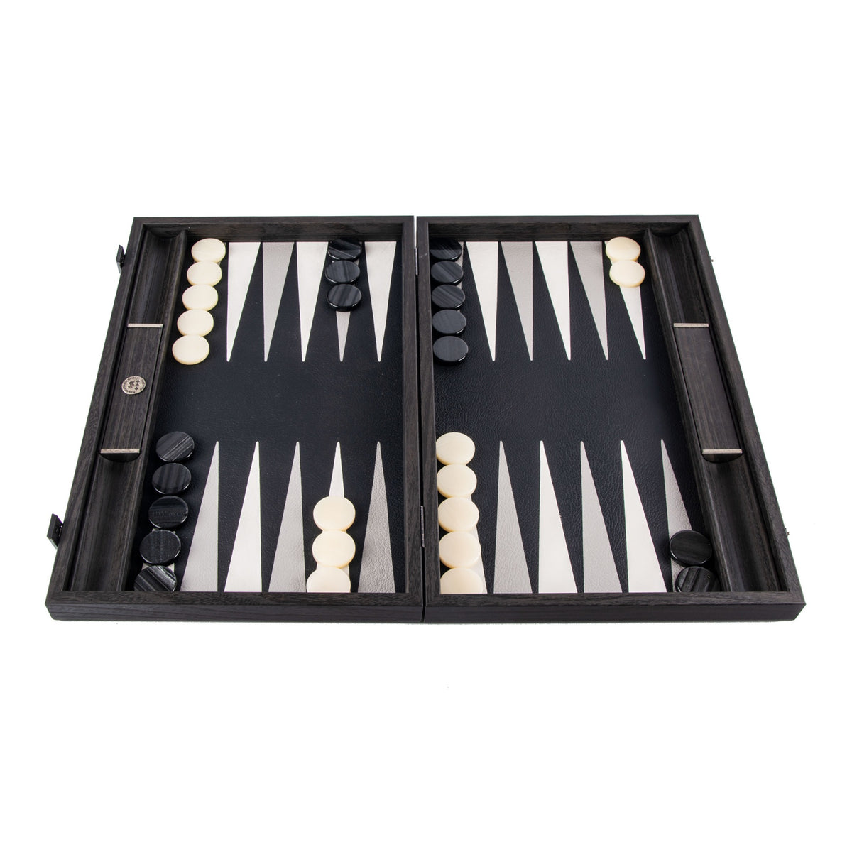 Manopoulos Backgammon BDE1ABL – schwarzes Spielfeld mit Seitenablagen