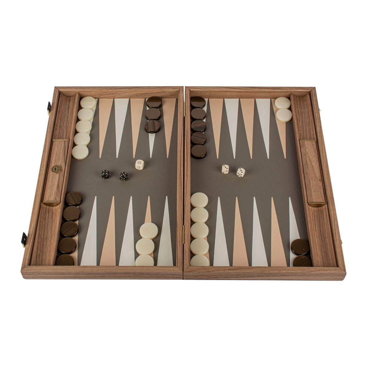 Manopoulos Backgammon BDE1CPR – graubeiges Krokodil-Design, Gesamtansicht
