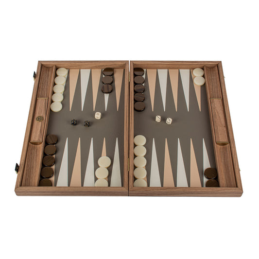 Manopoulos Backgammon BDE1CPR – graubeiges Krokodil-Design, Gesamtansicht