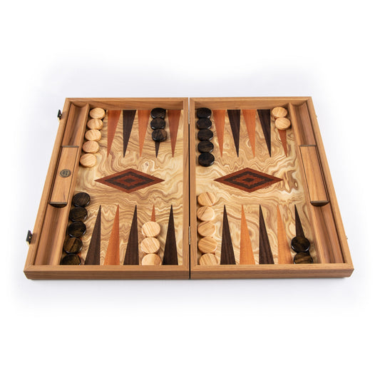 Manopoulos BEE1 Backgammon aus Olivenwurzelholz