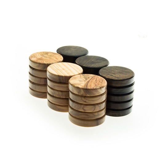 Manopoulos Backgammon-Steine aus Olivenholz in Braun und Natur, SKU PB1BRO
