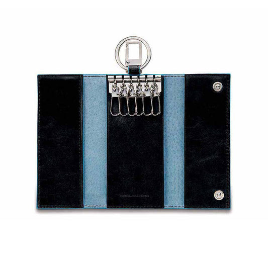 Piquadro Schlüsselmappe PC1397B2 Blue Square Black | Echtes Leder