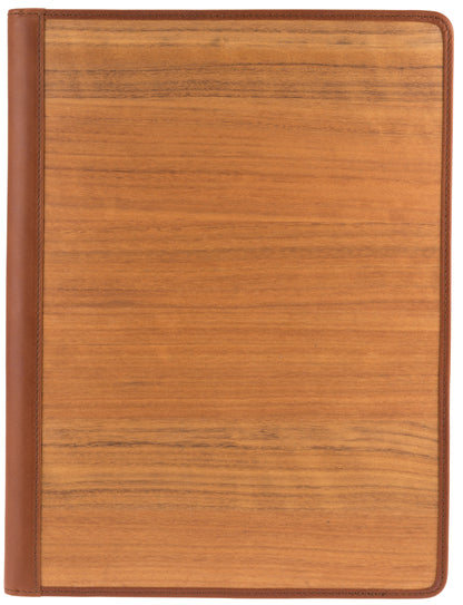 Sebastian Sturm Schreibmappe MARCO A4 | Echtes Holz Amazaque und braunes Leder