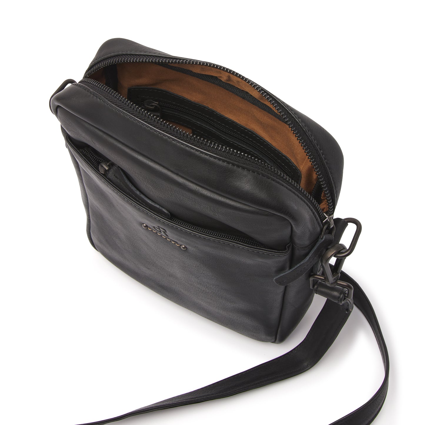 dR Amsterdam Schultertasche TAMPA Black 933575 | Echtes Leder